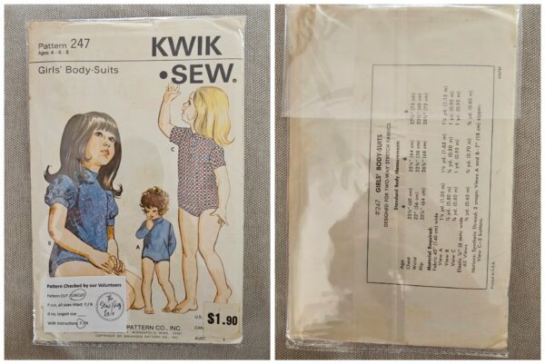 Pattern: Kwik Sew #247 Girls Body Suits. (Size 4-8)