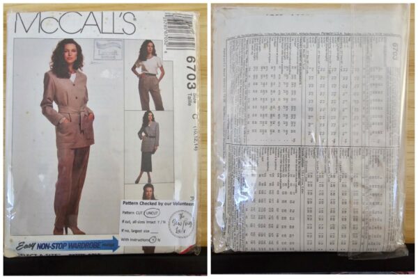 Pattern: McCalls #6703 Ladies Cardigan, Top, Skirt & Pants. (Size 10-14)