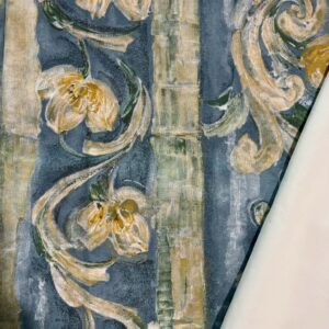 Painterly Floral Print Rubber Backed Curtaining. (125cm x 75cm)