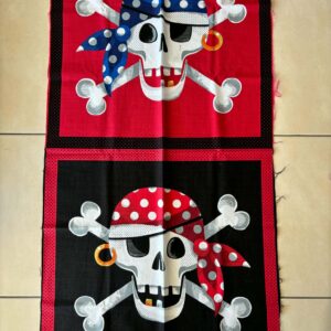 'Pirate Skull and Crossbones' by Makower Quilting Cotton Panel (110cm x 55xm)